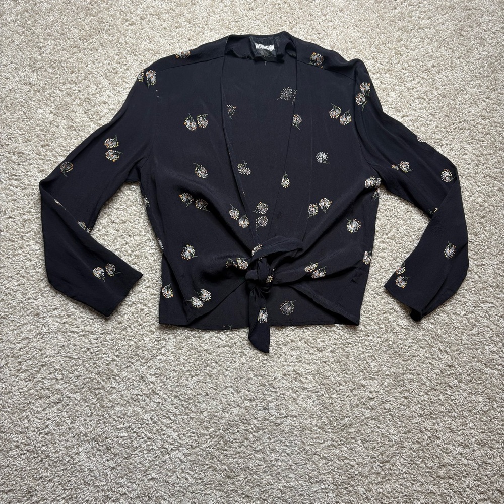 Reformation Black Floral Blouse